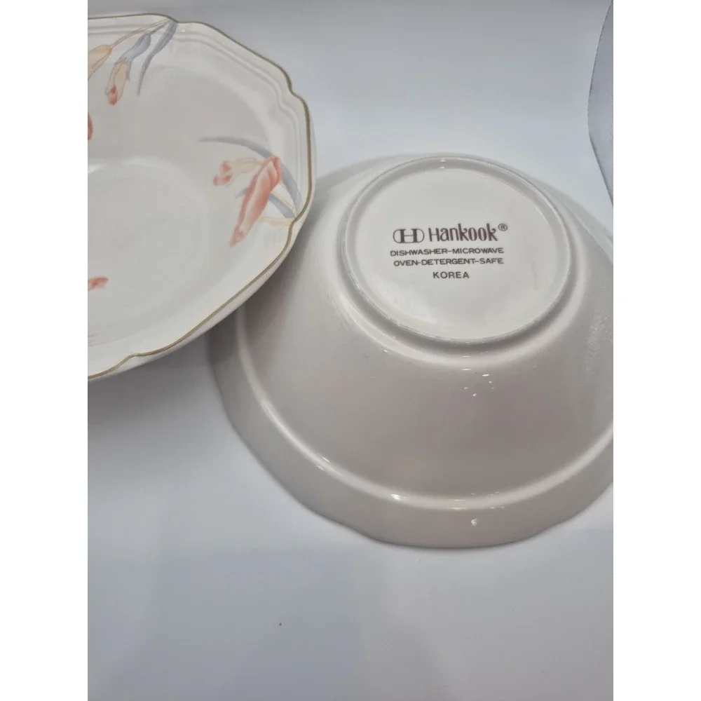 2 Hankook Floral Ceramic Serving Bowl Dishwasher Microwave Oven Safe